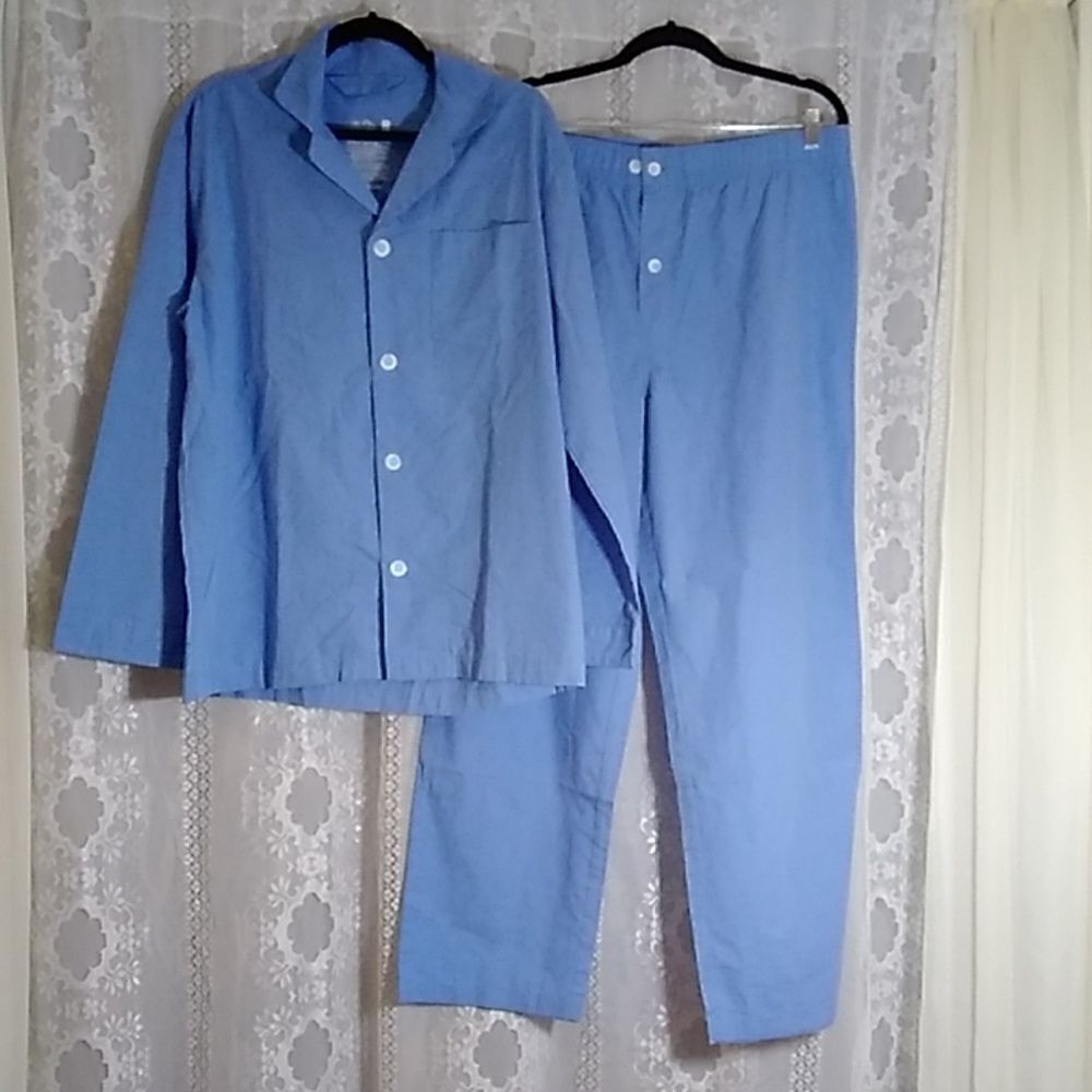 Fruit Of The Loom Men Pajamas Set Solid Blue Size M (32-34)